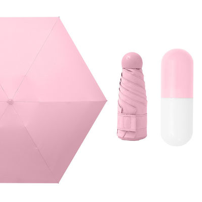 Poliéster Mini 5 plegados Anti-UV píldora Negro con revestimiento sombrilla de lluvia bolsillo sombrillas plegables