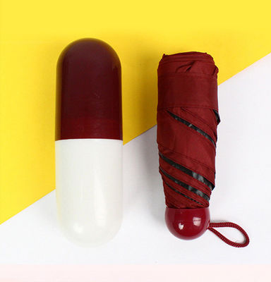 Poliéster Mini 5 plegados Anti-UV píldora Negro con revestimiento sombrilla de lluvia bolsillo sombrillas plegables