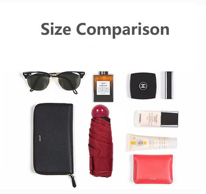 Poliéster Mini 5 plegados Anti-UV píldora Negro con revestimiento sombrilla de lluvia bolsillo sombrillas plegables