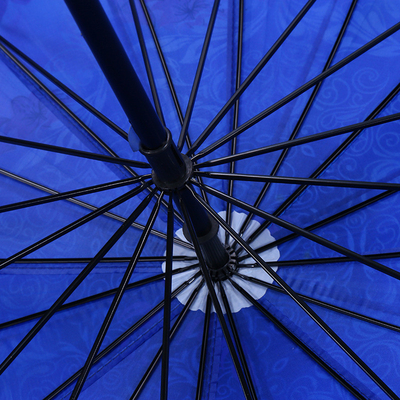 16 huesos resistente al viento poste recto curvado manija sombrilla todo en uno para lluvia y brillo