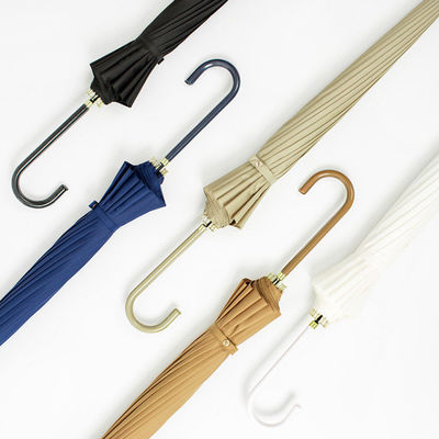 Estilo minimalista mango de cuero de 16 huesos doble sombrilla de tiempo para la publicidad regalo