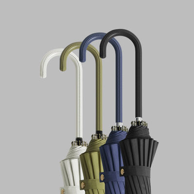 Estilo minimalista mango de cuero de 16 huesos doble sombrilla de tiempo para la publicidad regalo