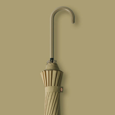 Estilo minimalista mango de cuero de 16 huesos doble sombrilla de tiempo para la publicidad regalo