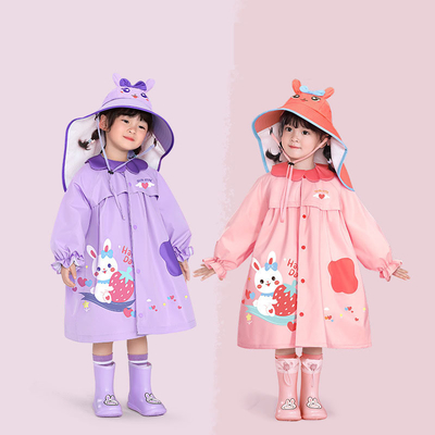 Polyester Taffeta Abrigos de lluvia para niños Impresión de dibujos animados para aventuras al aire libre de las niñas