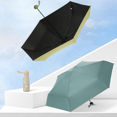 Paraguas de cinco plegados Protector solar portátil para mujeres Paraguas transparentes Vinyl Capsula de sol Paraguas