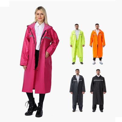Hombres y mujeres Protección del trabajo Tejido de Oxford abrigo de lluvia reflector largo con logotipo personalizado