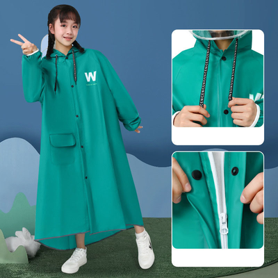 Viaje escolar ropa de lluvia Poncho con cremallera de borde grande con tira reflectante y diseño impermeable