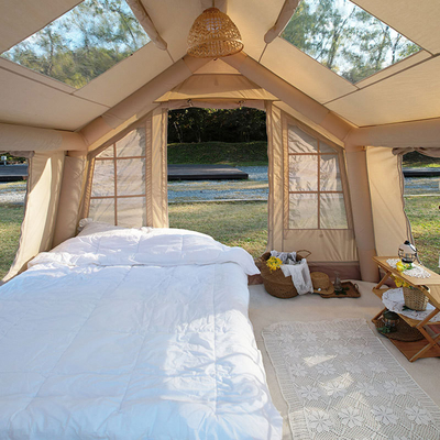 Gran tela Glamping Cabin Tiendas de campaña Awnings y traje incluido para la vida al aire libre espacioso