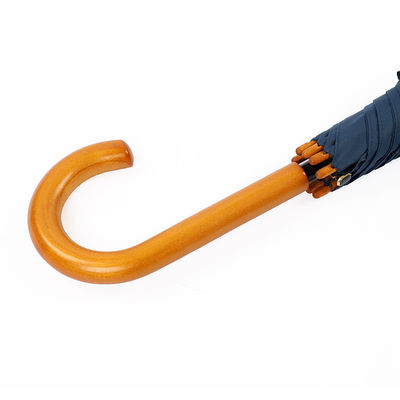 mango de gancho de madera 8 paraguas de costillas con marca de la empresa personalizada y tela de Pongee 190T