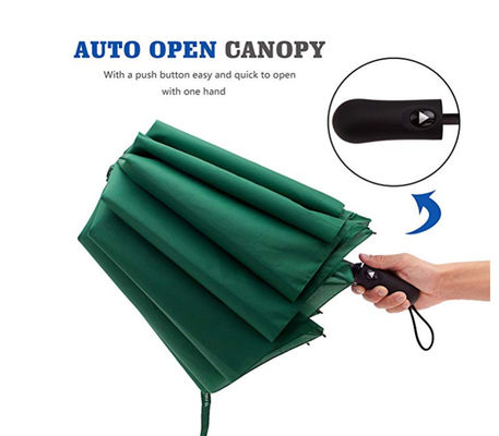 110cm Diámetro abierto 2 Paraguas plegables con mango recto de caucho y doble fibra de vidrio