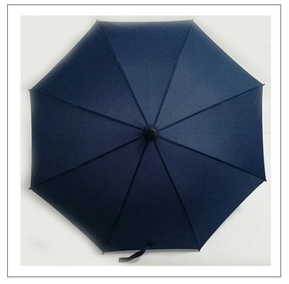 Logotipo personalizado negro Paraguas con muleta automática Paraguas recto con costillas de fibra de vidrio