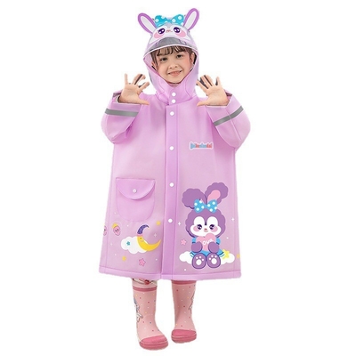 Impresión de logotipo personalizado EVA Bata de lluvia para niños con banda reflectante y borde agrandado