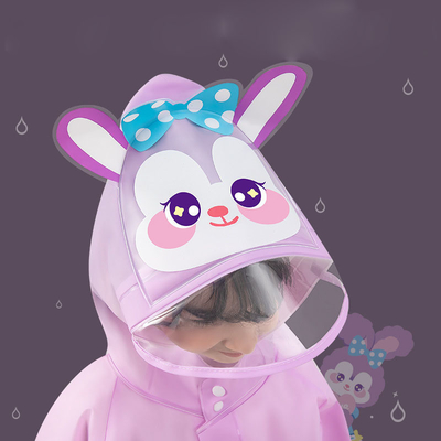 Impresión de logotipo personalizado EVA Bata de lluvia para niños con banda reflectante y borde agrandado