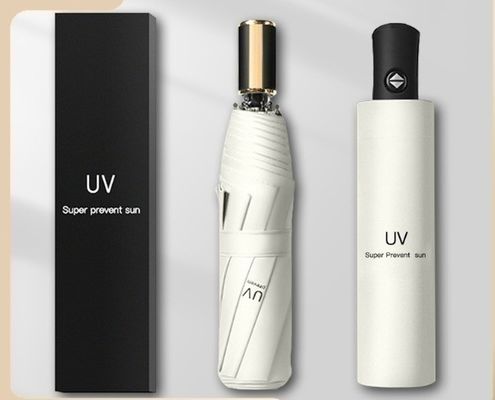 Estilo de diseño minimalista automático tres veces diez hueso plegable sol sombrilla a prueba de viento