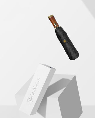 Paraguas publicitarios para hombres X315 BSCI Automático Evitar el viento Lujo Dorado mango de madera