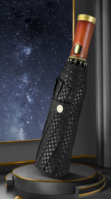 Paraguas publicitarios para hombres X315 BSCI Automático Evitar el viento Lujo Dorado mango de madera