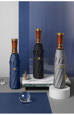 Paraguas publicitarios para hombres X315 BSCI Automático Evitar el viento Lujo Dorado mango de madera