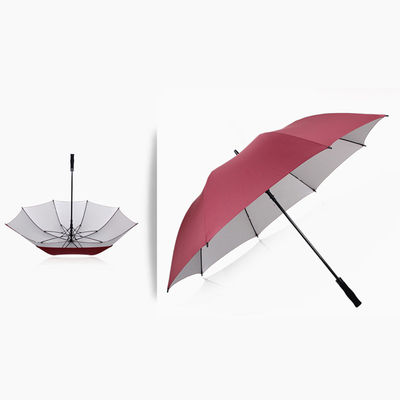 Peso ligero y portátil Auto Abierto Plata Revestido Paraguas de Golf con costillas de fibra de vidrio