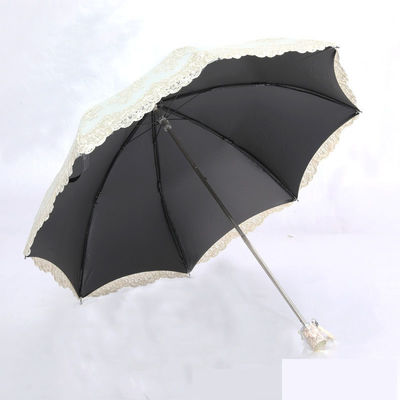 Lazo bordado Princesa Paraguas 2-3 Control manual plegable perfecto para lluvia y sol