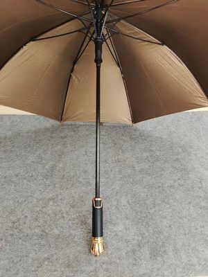 Oro y negro recubierto recto auto abierto paraguas Impresiones personalizadas para regalos de negocios