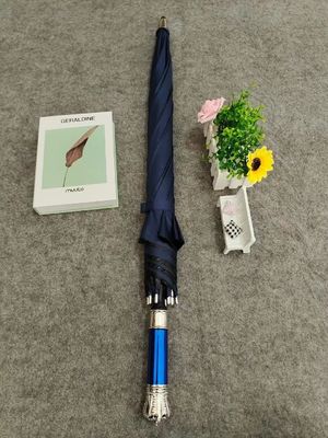 Oro y negro recubierto recto auto abierto paraguas Impresiones personalizadas para regalos de negocios