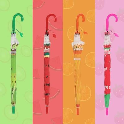 Manija curva Frutas rectas Impresión de paraguas para niños Diseño creativo para regalo infantil
