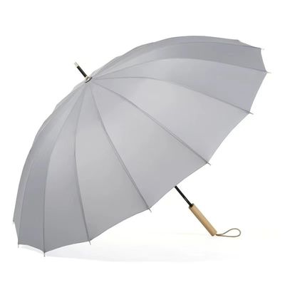 Arco de fibra de vidrio 16K Gran Paraguas de golf amarillo a prueba de viento con mango de madera recta