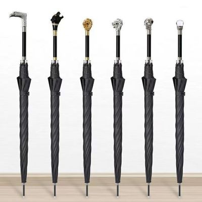 Jefe de animal japonés Negro Custom Bar Paraguas recto para personalidades creativas