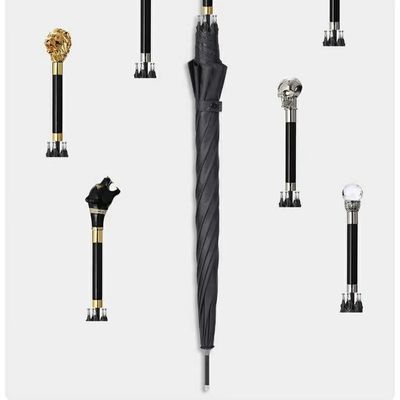 Jefe de animal japonés Negro Custom Bar Paraguas recto para personalidades creativas