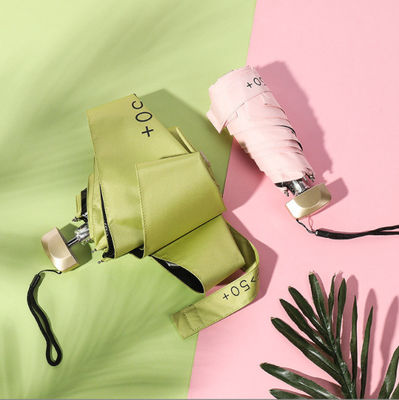 Mini sombrilla de bolsillo para niñas con logotipo impreso a medida de 5 pliegues de vinilo para protección UV