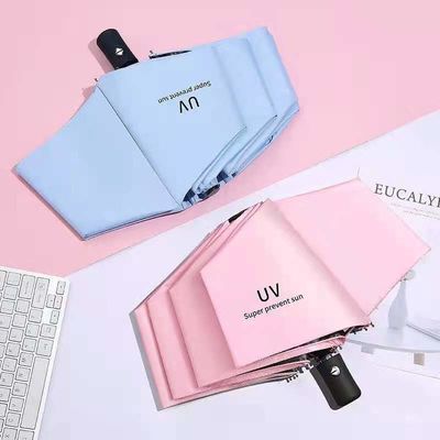 Protector solar de vinilo UV femenino Tres sombrillas de sol plegables con diseños personalizados Impresión