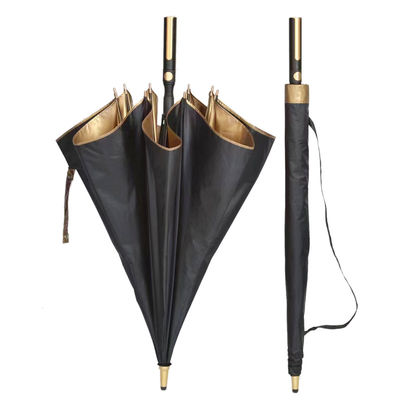 Paraguas de lluvia de tamaño golf con mango suave EVA y revestimiento de plata