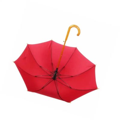 Automáticamente abierto marco de fibra de vidrio largo paraguas con mango de madera y diseño personalizado