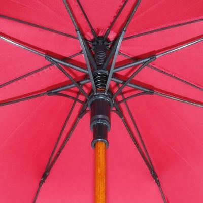 Automáticamente abierto marco de fibra de vidrio largo paraguas con mango de madera y diseño personalizado