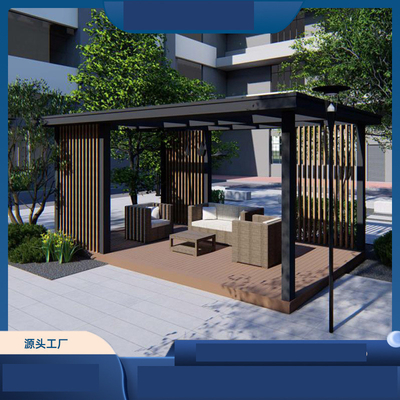 Pavilón de vidrio moderno con diseño simple de cuatro esquinas