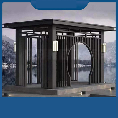 Pavilón de vidrio moderno con diseño simple de cuatro esquinas