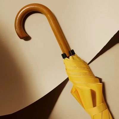 Regalo de negocios 8K 23 pulgadas marco de fibra de vidrio paraguas de hueso recto con mango de una pieza