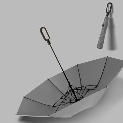 Logotipo de sombrilla de viento reforzado 23 &quot;Sombrero plegable automático para hombres con hebilla de anillo
