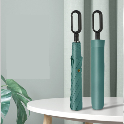 Logotipo de sombrilla de viento reforzado 23 &quot;Sombrero plegable automático para hombres con hebilla de anillo