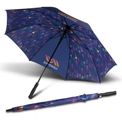 Logotipo personalizado Gran sombrilla de golf de sublimación recta para protección contra viento y lluvia