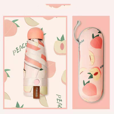 Personalizado 5 plegable Mini sombrilla de bolsillo Protector solar UV sombrilla cápsula de frutas sombrilla de sol
