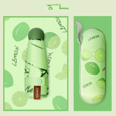 Personalizado 5 plegable Mini sombrilla de bolsillo Protector solar UV sombrilla cápsula de frutas sombrilla de sol