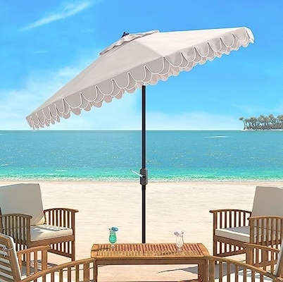 Diseño minimalista Paraguas de playa de 9 pulgadas Auto inclinación en blanco y negro para colección al aire libre