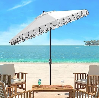 Diseño minimalista Paraguas de playa de 9 pulgadas Auto inclinación en blanco y negro para colección al aire libre