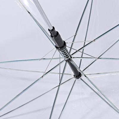 Producto de paraguas de plástico Paraguas abiertos automáticamente Parapluie personalizado POE recto Paraguas transparentes