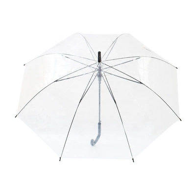 Oportunidad de fiesta Semi-automático de plástico J manejar sombrilla con transparente transparente techo