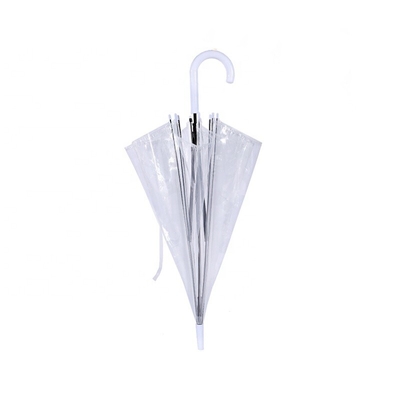 Oportunidad de fiesta Semi-automático de plástico J manejar sombrilla con transparente transparente techo