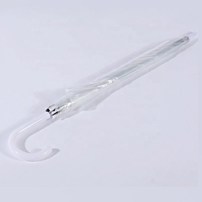 Oportunidad de fiesta Semi-automático de plástico J manejar sombrilla con transparente transparente techo