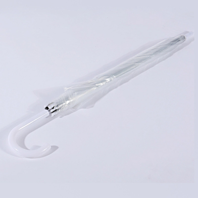 Oportunidad de fiesta Semi-automático de plástico J manejar sombrilla con transparente transparente techo