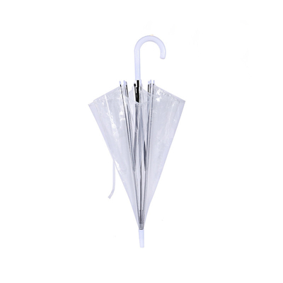 Oportunidad de fiesta Semi-automático de plástico J manejar sombrilla con transparente transparente techo
